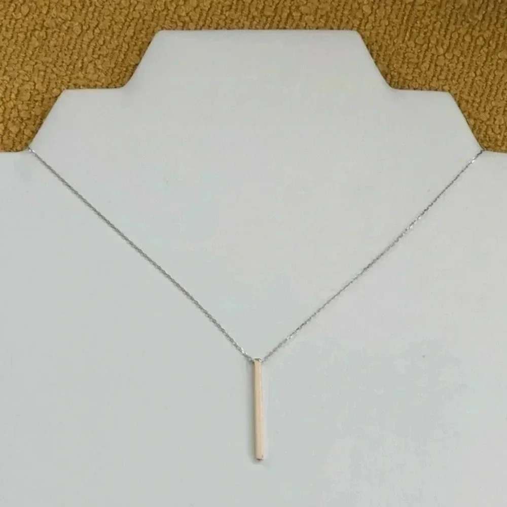 Vertical Bar 925 Sterling Silver Necklace NWT